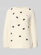 More & More Strickpullover mit gerippten Abschlüssen in Offwhite, Größ...