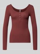 Pieces Slim Fit Langarmshirt aus Baumwoll-Mix Modell 'KITTE' in Bordea...