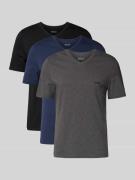 BOSS T-Shirt mit V-Ausschnitt im 3er-Pack Modell 'Classic' in Dunkelgr...