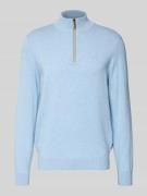 bugatti Strickpullover mit Stehkragen in Hellblau, Größe L