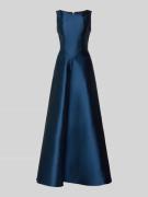 Swing Abendkleid aus Satin mit Rundhalsausschnitt in Marine, Größe 38