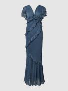 Lipsy Maxikleid mit Volants und Schnürung in Graphit, Größe 34