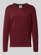Tom Tailor Regular Fit Strickpullover aus reiner Baumwolle in Bordeaux...
