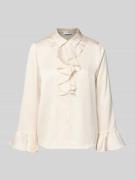 More & More Schluppenbluse mit Hemdblusenkragen in Offwhite, Größe 34