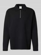 CK Calvin Klein Sweatshirt mit Polokragen und Reißverschluss in Black,...