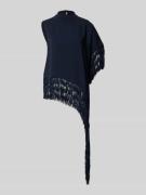 BOSS Loose Fit Poncho mit langen Fransen Modell 'BADIVA' in Marine, Gr...