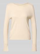 Marc Cain Strickpullover mit geripptem Rundhalsausschnitt in Sand, Grö...