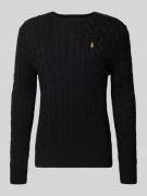 Polo Ralph Lauren Strickpullover mit Label-Stitching in Black, Größe L