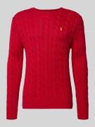 Polo Ralph Lauren Strickpullover mit Label-Stitching in Rot, Größe L