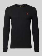 Polo Ralph Lauren Custom Slim Fit Longsleeve mit Label-Stitching in Bl...