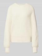 Lanius Strickpullover mit gerippten Abschlüssen in Offwhite, Größe 42