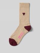 Unio Socken mit Label-Print in Beige, Größe 36-38