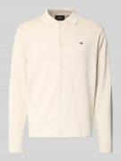 Fynch-Hatton Strickjacke mit Polokragen und Label-Stitching in Offwhit...