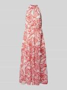 Oui Maxikleid mit Bindegürtel in Rot, Größe 46