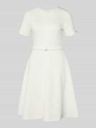 Marc Cain Knielangens Kleid aus Baumwoll-Mix mit Strukturmuster in Off...