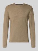 Christian Berg Men Strickpullover mit Rundhalsausschnitt in Taupe Mela...