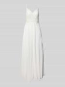 Mascara Abendkleid mit Spitze in Ecru, Größe 42