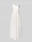 Laona Abendkleid mit Wasserfall-Ausschnitt in Offwhite, Größe 36