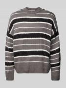 REVIEW Strickpullover mit Rundhalsausschnitt in Dunkelgrau, Größe S