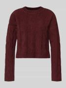 Only Regular Fit Strickpullover mit Zopfmuster Modell 'ELLY' in Bordea...