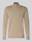 Profuomo Slim Fit Strickpullover mit Seiden-Anteil und Reißverschluss ...