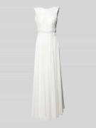 Mascara Abendkleid mit Spitzenbesatz in Offwhite, Größe 36