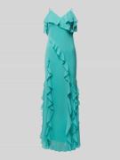 Jake*s Cocktail Abendkleid mit Volants in Tuerkis Melange, Größe 32