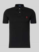 Polo Ralph Lauren Slim Fit Poloshirt mit Logo-Stitching in Black, Größ...