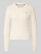 Tommy Hilfiger Slim Fit Strickpullover aus reiner Baumwolle in Weiss, ...