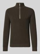 Marc O'Polo Denim Regular Fit Troyer aus reiner Baumwolle in Dunkelbra...