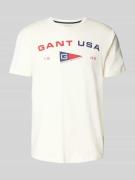 Gant T-Shirt mit Label-Details in Offwhite, Größe M