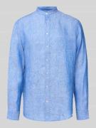 Christian Berg Men Regular Fit Leinenhemd mit Stehkragen in Royal, Grö...