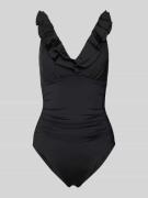 Lauren Ralph Lauren Badeanzug mit Volants in Black, Größe L