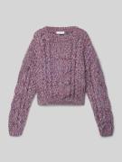Mango Strickpullover mit gerippten Abschlüssen Modell 'elina' in Purpl...
