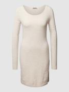 Review Strickkleid mit U-Boot-Ausschnitt in Offwhite Melange, Größe M