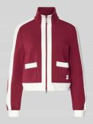 Marc Cain Regular Fit Sweatjacke mit Stehkragen in Kirsche, Größe 34