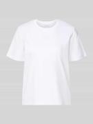 comma T-Shirt mit geripptem Rundhalsausschnitt in Weiss, Größe 34