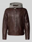 MAURITIUS Lederjacke aus echtem Schafsnappa Modell 'RYLO' in Dunkelbra...