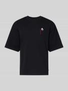 WOODBIRD T-Shirt mit Label-Detail Modell 'Beam' in Black, Größe L