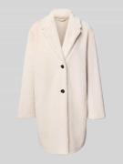 WHITE LABEL Webpelzmantel mit Reverskragen in Ecru, Größe 42