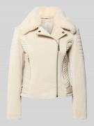 Guess Kunstlederjacke mit Reißverschlusstaschen Modell 'DARCEY' in Ecr...