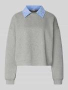 Liu Jo White Sweatshirt mit Hemdblusenkragen in Hellgrau Melange, Größ...