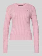 Tommy Hilfiger Slim Fit Strickpullover aus reiner Baumwolle in Pink, G...