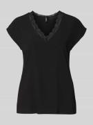 Vero Moda Regular Fit T-Shirt mit Spitzenkragen Modell 'BELLA' in Blac...