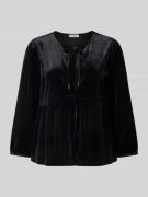 More & More Blusenshirt aus Samt mit Schnürung in Black, Größe 34