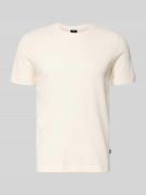 JOOP! Collection T-Shirt mit geripptem Rundhalsausschnitt in Offwhite,...