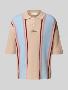 PROHIBITED Relaxed Fit Strick-Poloshirt mit Label-Stitching in Hellbla...