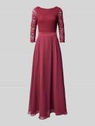 Swing Abendkleid mit Ausbrenner-Effekt in Rot, Größe 44