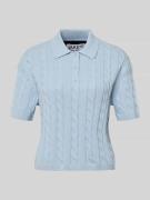 JAKE*S STUDIO WOMAN Slim Fit Poloshirt in Strick-Optik in Sky, Größe L
