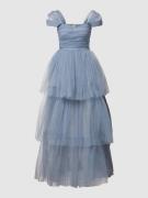 LACE & BEADS Abendkleid im Off-Shoulder-Design in Rauchblau, Größe S